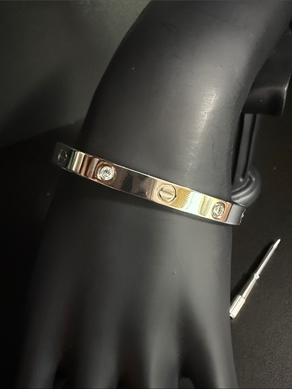 Silver Bangle Bracelet w/ Stones